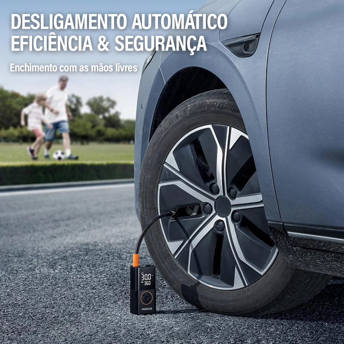 Mini Portable Rechargeable Air Pump, Wireless Air Compressor, Fill Tyre With Tire Calibrator And LED Emergency Light - Imagem 6