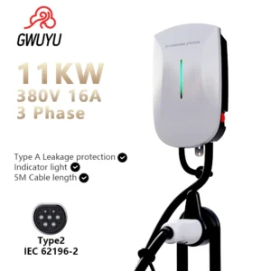 Estação de carregamento Wallbox GWUYU Plug and Play Tipo 2 , 32A 7KW 220V 22KW 380V 11KW 16A Trifásica EVSE 5 metros