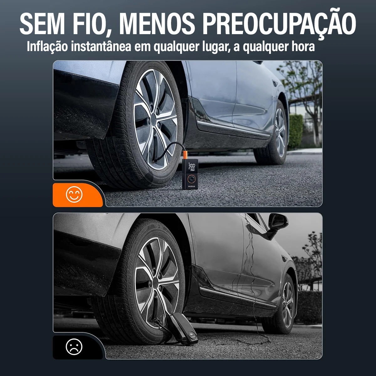 Mini Portable Rechargeable Air Pump, Wireless Air Compressor, Fill Tyre With Tire Calibrator And LED Emergency Light - Imagem 11