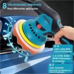 Politriz Profissional 18V Sem Fio para Carro 110V/220V Recarregável com 2 Baterias e 8 Níveis de Potência