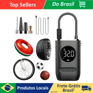 Bomba de Ar, Calibrador de Ar Digital Portátil para Pneus de Carro e Bicicleta