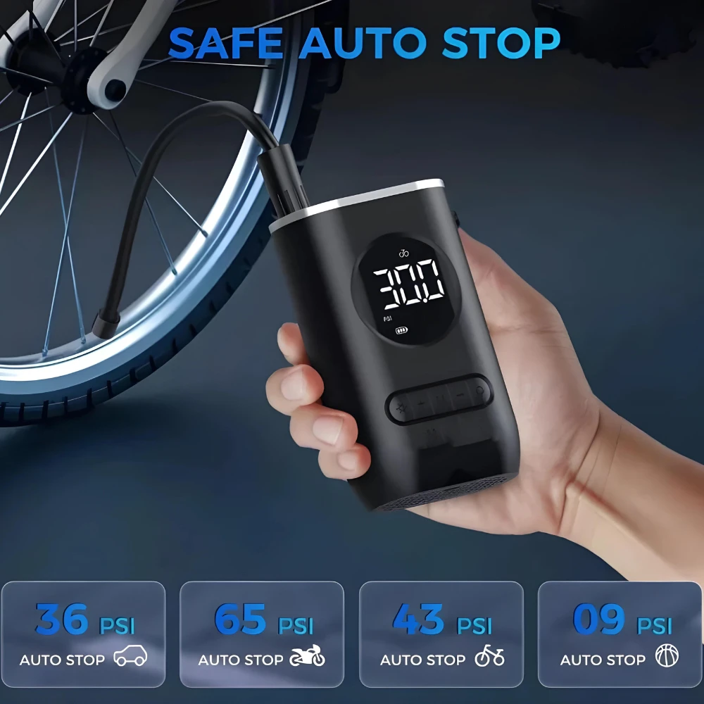 Bomba de Ar, Calibrador de Ar Digital Portátil para Pneus de Carro e Bicicleta - Imagem 3