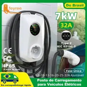 Carregador Veicular Wallbox Elétrico Tipo 2 32A 7kW feyree