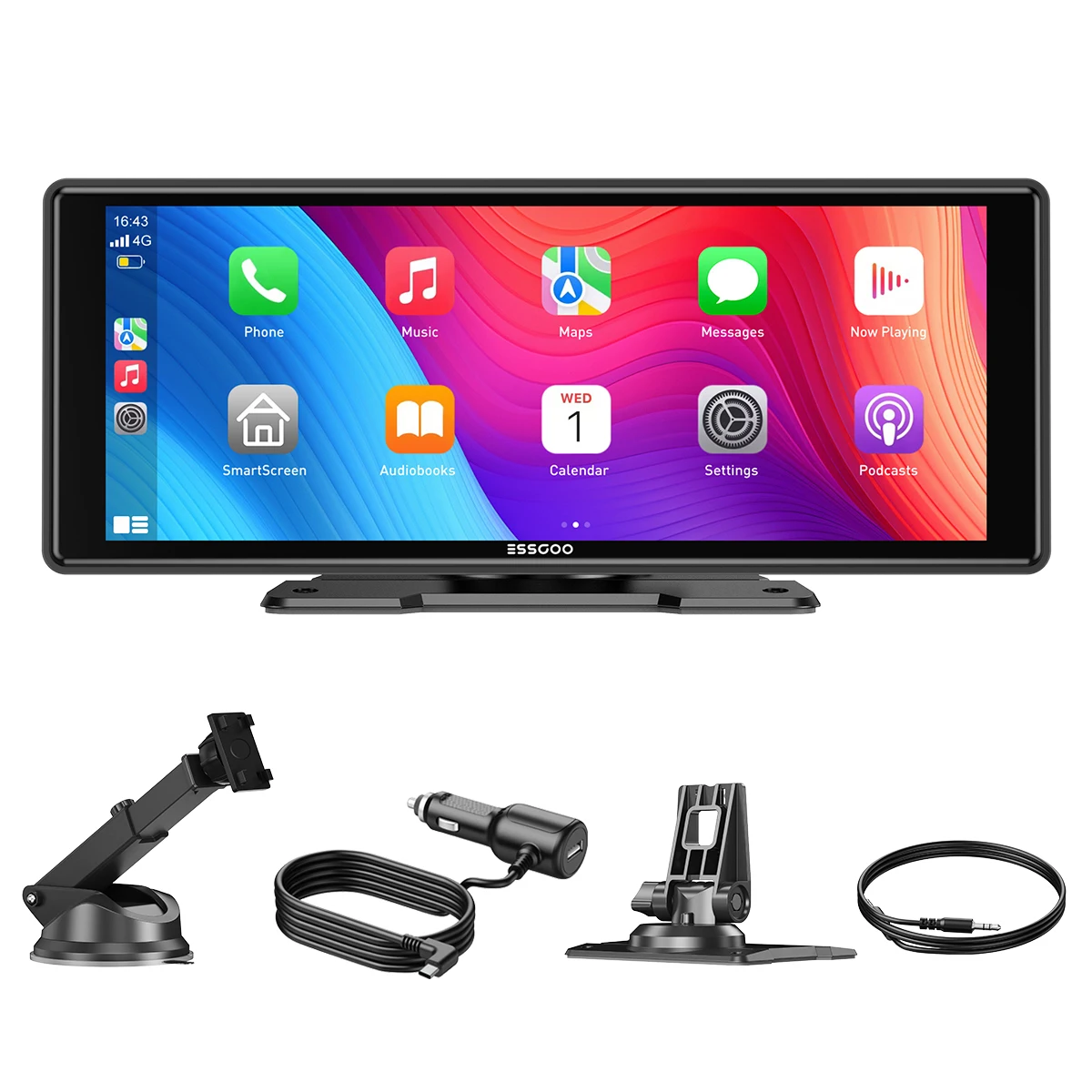 Tela Multimídia Automotiva Portátil ESSGOO 10,26” com CarPlay Sem Fio, Android Auto, Rádio, Player MP5 e Câmera de Ré HD - Imagem 7
