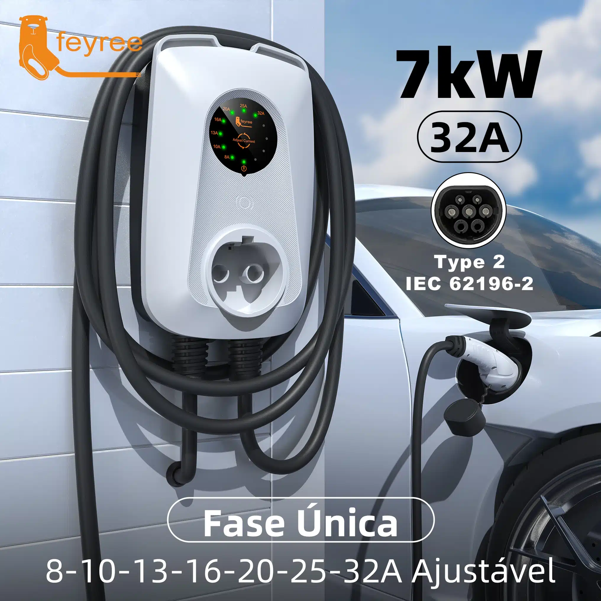Carregador Veicular Wallbox Elétrico Tipo 2 32A 7kW feyree - Imagem 10
