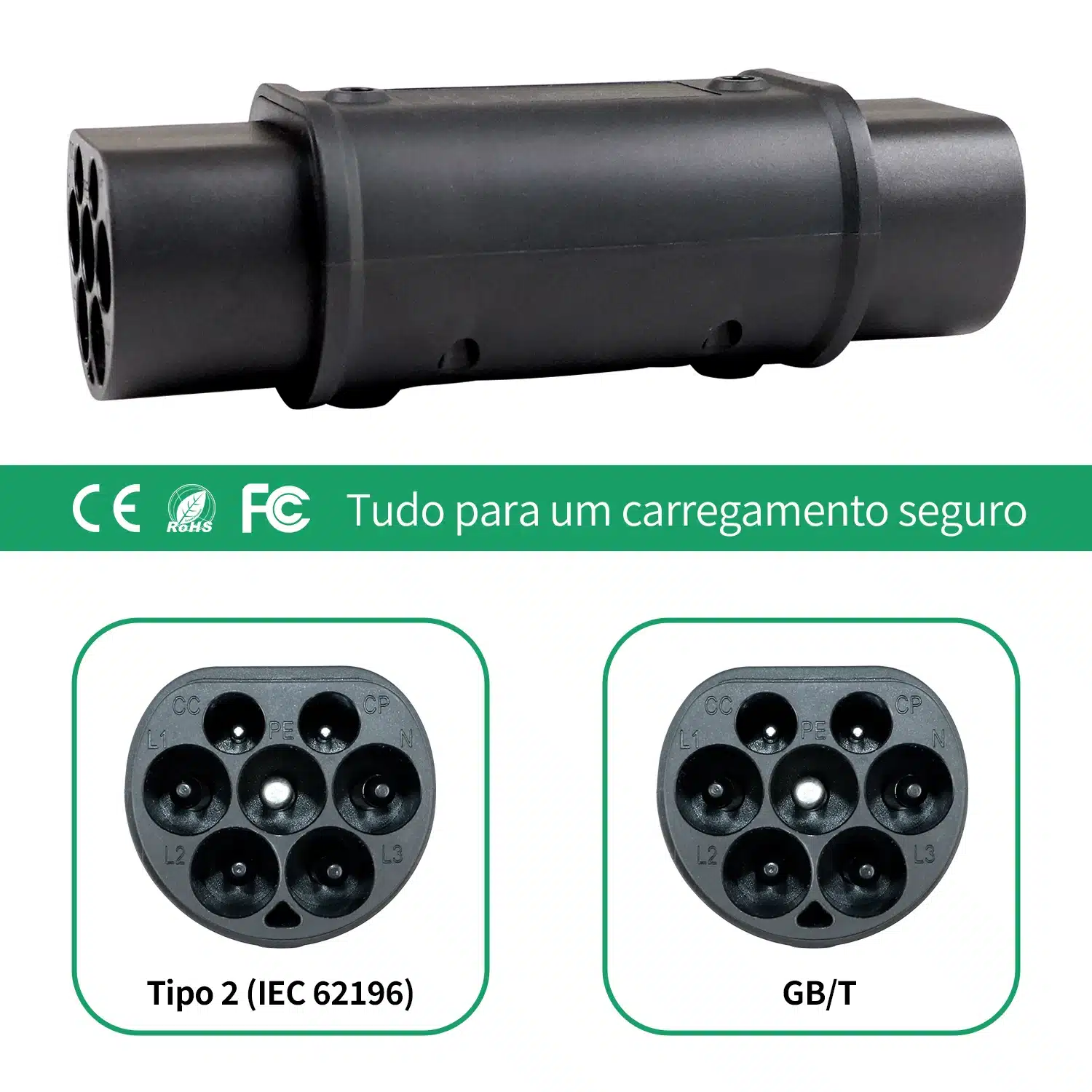 Adaptador EV Chiefleed IEC 62196 Tipo 2 para GBT 32A 22kW/7,2kW - Imagem 2