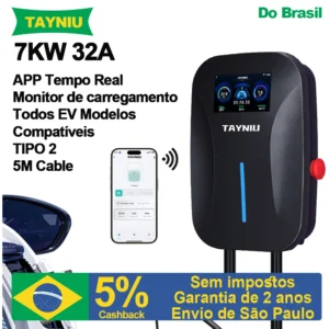 Carregador Veicular TAYNIU 7kW Tipo 2 Wallbox com Controle via App