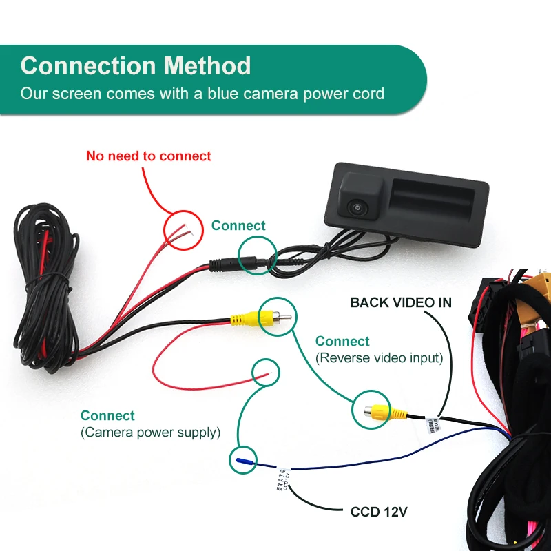 Câmera de Ré HD com Visão Noturna Estacionamento Seguro 170° Para Audi e Volkswagen - Imagem 3