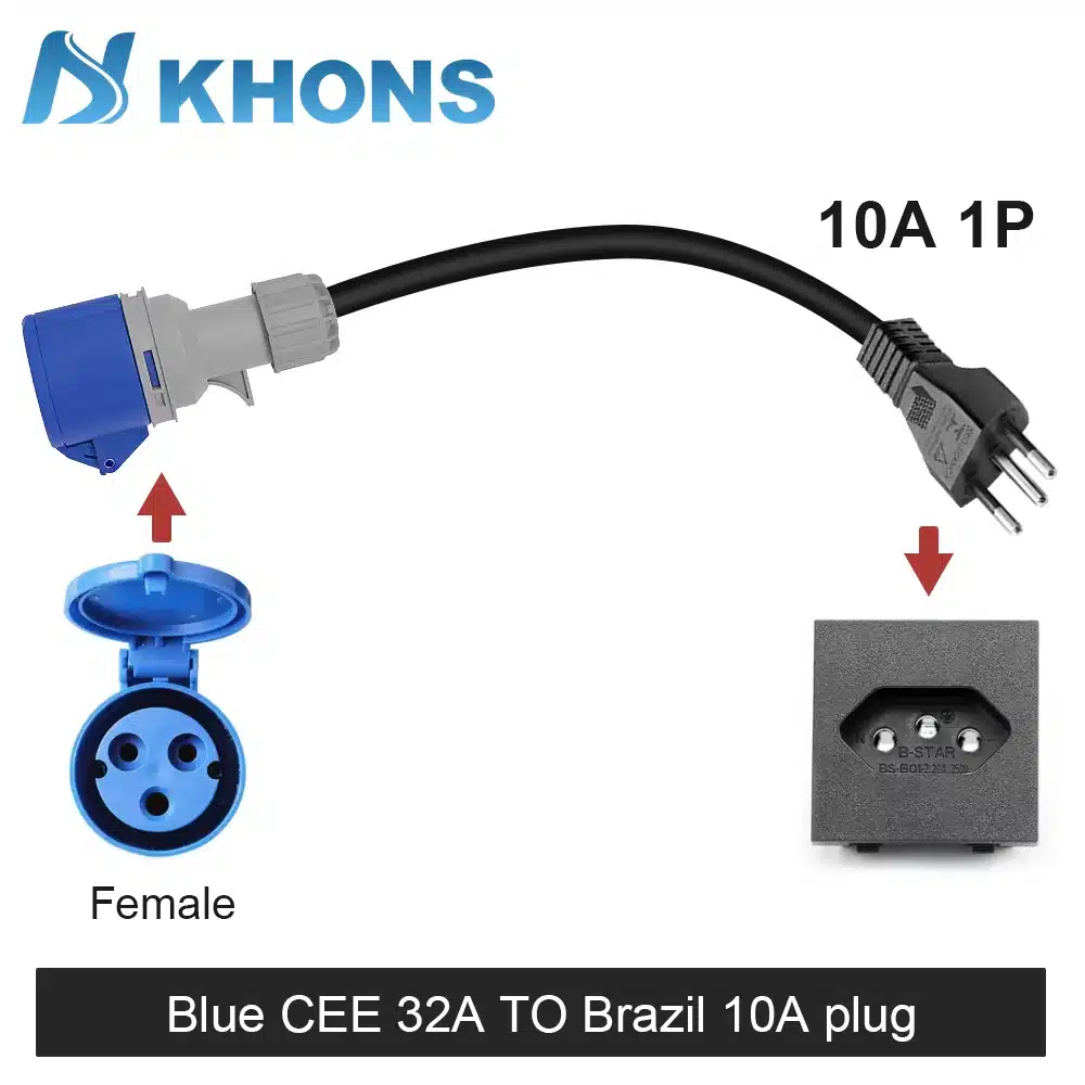Adaptador CEE Azul 32A para Plug Brasileiro 10A/20A - Imagem 7