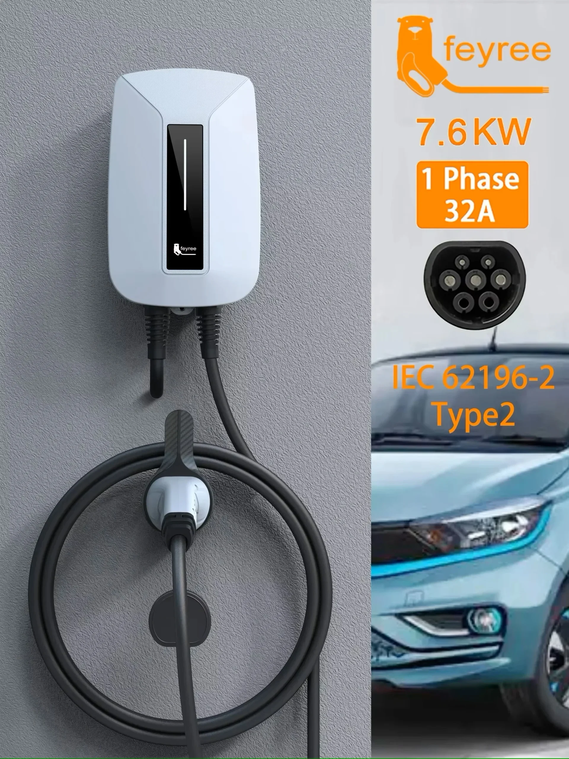 Carregador Wallbox Feyree Tipo 2 32A 7kW Monofásico - BYD - GWM - Imagem 3