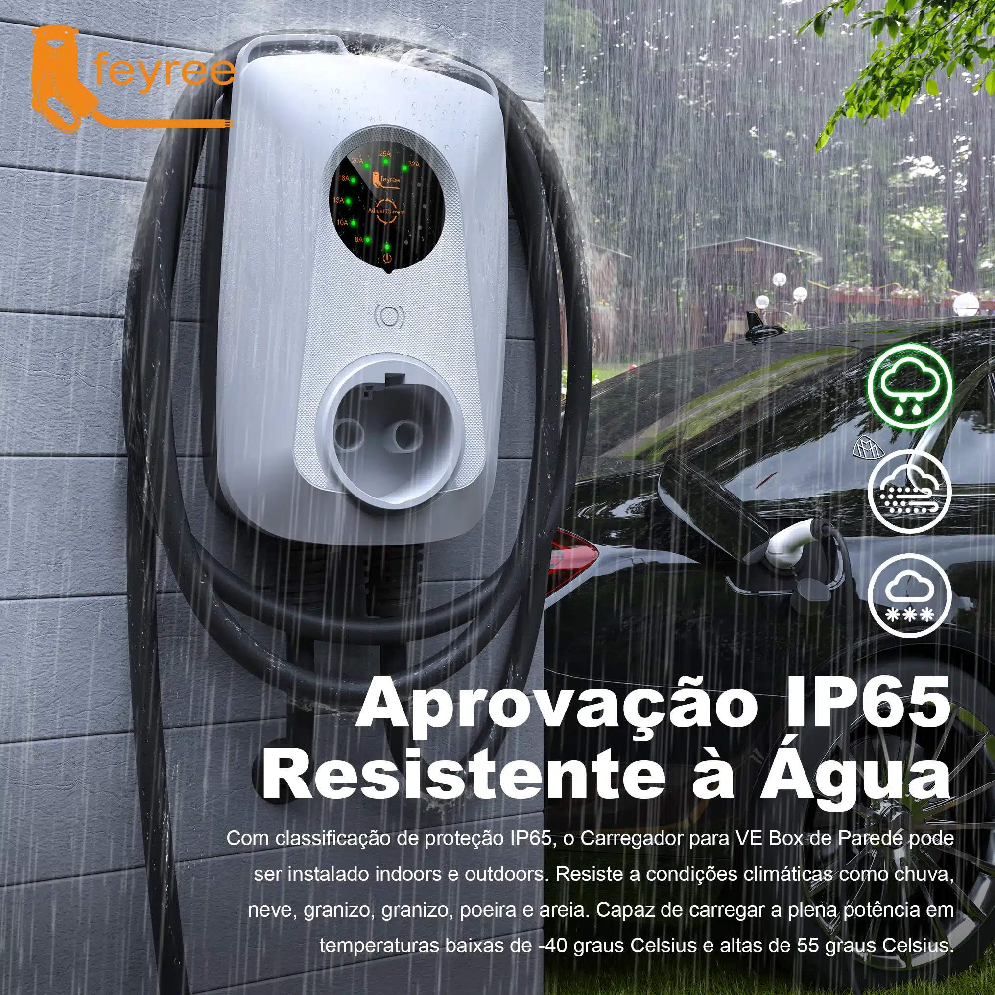 Carregador Veicular Wallbox Elétrico Tipo 2 32A 7kW feyree - Imagem 2